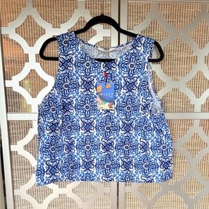 NWT Milly Blue and White Sleeveless Top